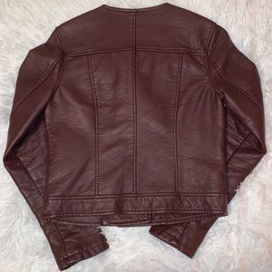Charlotte Russe Maroon Faux Leather Jacket